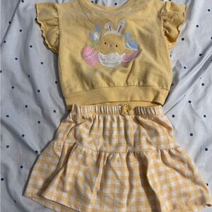 Wonder Nation Yellow Checkered Skirt Set